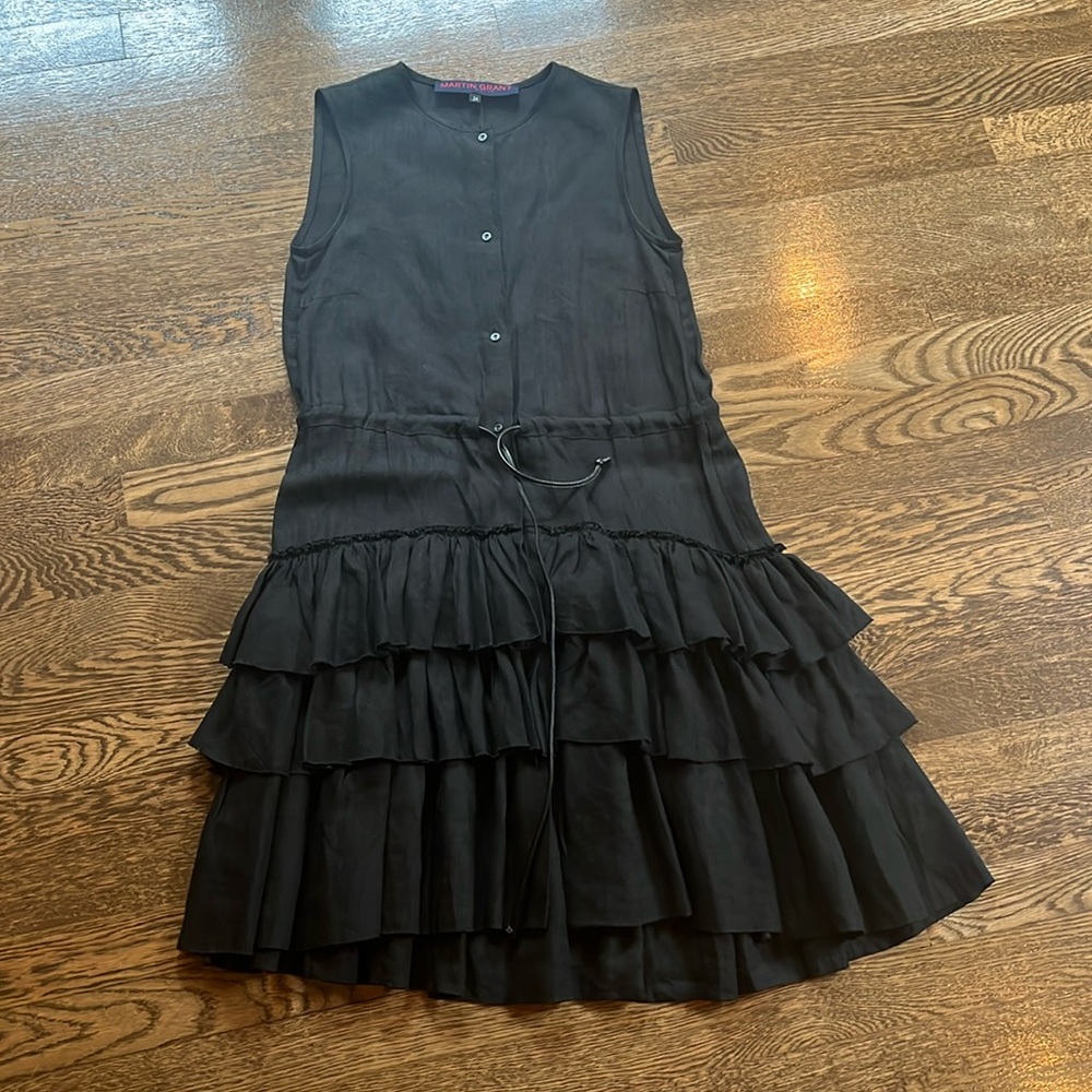 Martin Grand black 100% linen dress